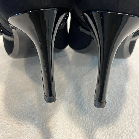 Calvin Klein Black sz. US 6 Suede Patent Leather Jaclyn Heels Booties Shooties - Picture 8 of 12